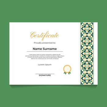 Certificate Template Design with Oriental Geometric Mandala Ornament Border vector