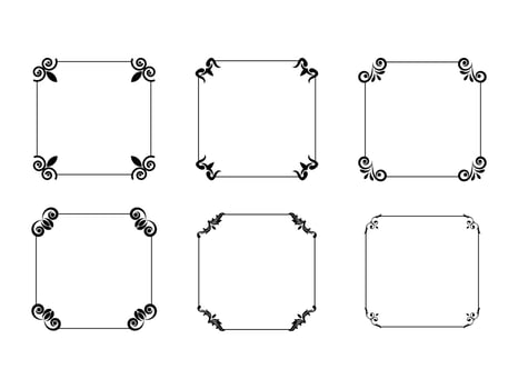 Vintage ornament frame. Decorative border frames, retro style divider. Elegant vintage frame and wedding ornaments Isolated icons set vector
