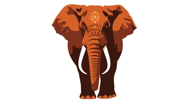 Detailed illustration of a majestic elephant with intricate patterns and rich colors vector