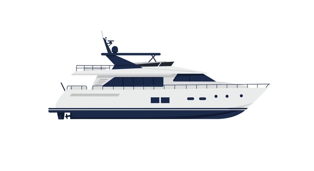 Yacht design in minimal flat style showcasing elegant features and details in art vector