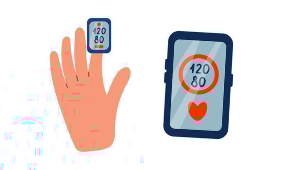 A set of devices for cardiovascular system. blood pressure monitor. Smartphone applications. Pulse oximeter. Medical equipment. Hand drawn illustration isolate on white . vector
