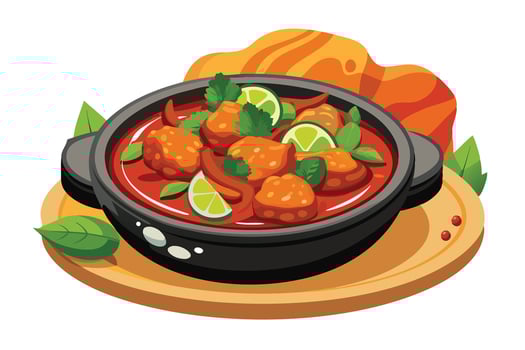 Curry Dish in a Pan, Ready to Eat vector