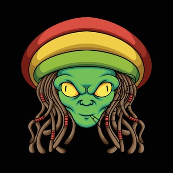 alien reggae rasta illustration vector