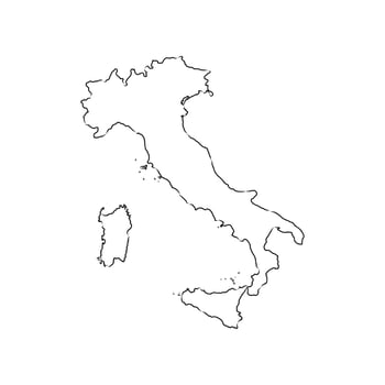 map of the Parliamentary Republic of Italy hand-drawn vector