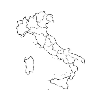 map of the Parliamentary Republic of Italy handmade sketch vector