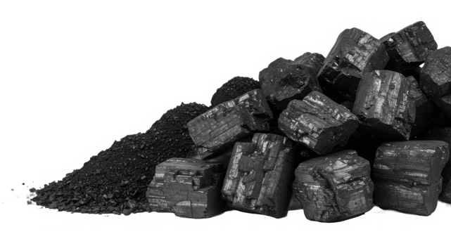 Pile of coal and dust on transparent background png