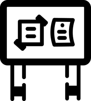 A linear style icon of a bulletin board vector