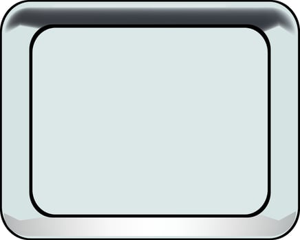 A square button with a silver frame on a white background vector