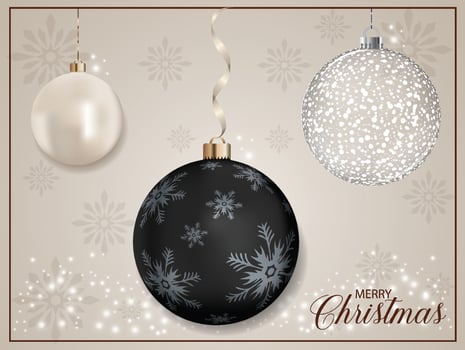 A beautifully crafted black pearl Xmas decoration with a snowflake motif on a seasonal background. vector