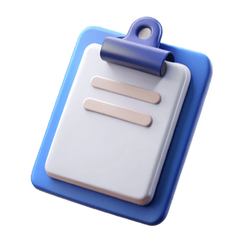 Blue and White Clipboard with Papers and Clip for Tasks Notes and Organization png