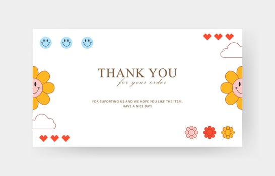 thank you card y2k retro design, customer business card, aesthetic greeting template, printable custom small business card vector