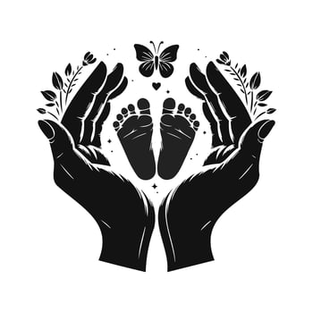 Fathers Day Love and Protection Silhouette Illustration Art vector