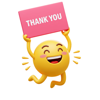 Happy Emoji Holding Pink Thank You Sign with Excited Expression png