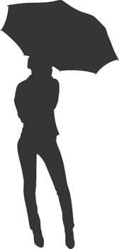 Silhouette of women with umbrella vector