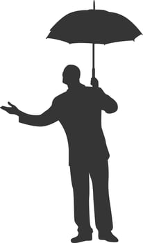 Businessman hold umbrella silhouette vector