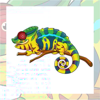 Cartoon chameleon on white background vector