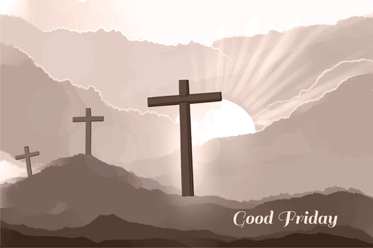 Good fridays scene with weathered wooden crosses design vector