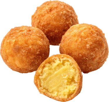 Crispy golden fried sweet potato balls with a fluffy starchy interior and a savory sweet flavor png