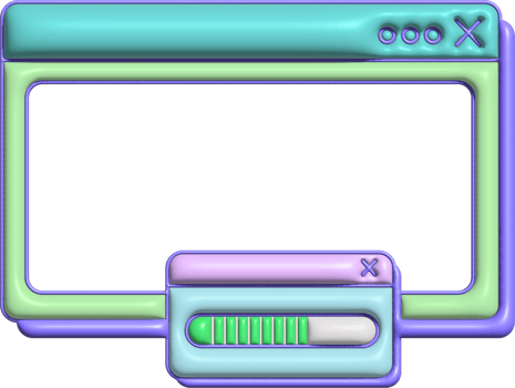 Vaporwave 3D Horizontal Window with Centered Pop-Up png