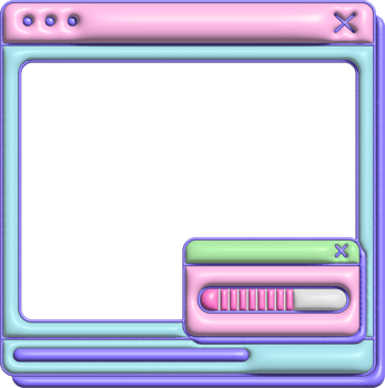 Vaporwave 3D Classic Web Window with Pop-Up png