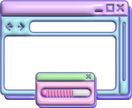 Vaporwave 3D Blue Pastel Interface with Alert png