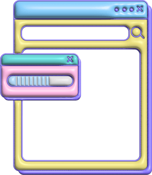 Double Browser Frames with Overlay Message Vaporwave png