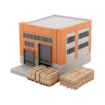 3D Minimalist Cartoon Style Warehouse Building Clipart Against Transparent Background for Logistics, Industrial Concepts, or Storage Illustrations png