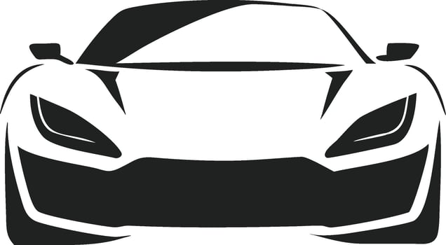 Front View Sleek Sports Car Minimalist Silhouette for Luxury and Speed Projects vector