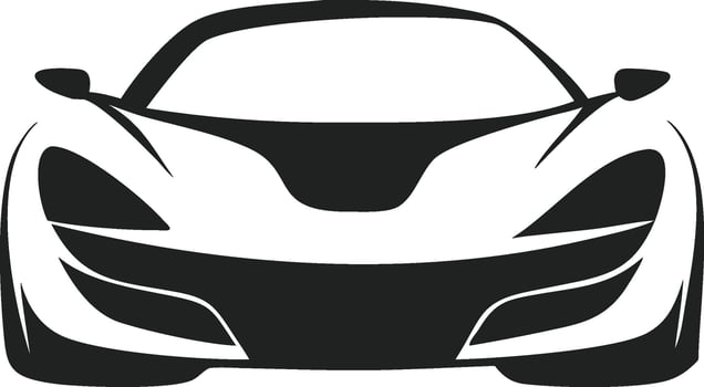 Front View Sports Car Sleek Minimalist Silhouette for Racing and Transportation Projects vector