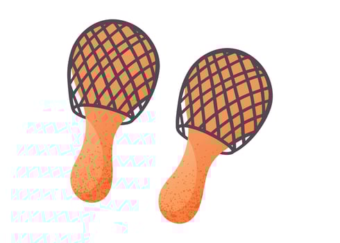 Hand Drawn African Maracas. Traditional Ethnic Percussion Instrument isolated cartoon Illustration in Warm Orange Tones for Music and Cultural Projects vector
