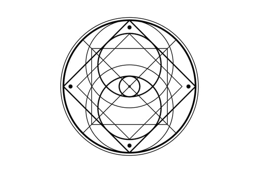 Vesica Piscis, Sacred Geometry, mystical third eye geometric logo design. Occult Emblem of Providence, All seeing eye protection, luck, magic. God eye masonic sign isolated on white background vector