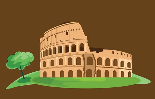 illustration of the Roman Colosseum, an iconic landmark in Rome, showcasing its ancient architecture and historical vector