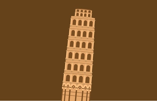 illustration of the Biza Tower, an iconic landmark in Italy, showcasing its historical architecture and cultural significance, symbolizing Italy's rich heritage in a minimalist style vector