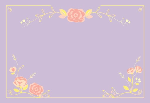 A floral frame with pink roses on a purple background vector