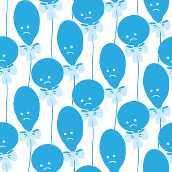 Circular and Deflated balloons bow tied Seamless Pattern Monochrome Blue Monday Greeting Background. isolated illustration Greeting Thematic Cards Poster Wallpaper, wrapping or web promo banner vector