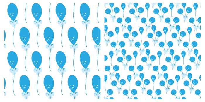 Deflated and Circle balloons on rope bow tied Seamless Pattern Sadness Thematic Background idea Set. Isolated illustration Wrapping Wallpaper Invite Greeting cards, poster, banner, leaflet, tag vector