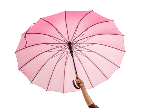 person holding pink umbrella, showcasing its vibrant color and design, perfect for rainy day or stylish accessory png