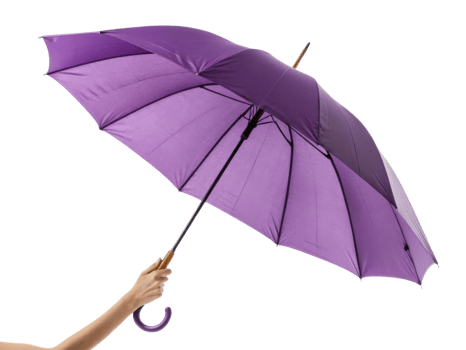 vibrant purple umbrella held by hand, showcasing its elegant design and functionality, perfect for rainy days or sunny outings png