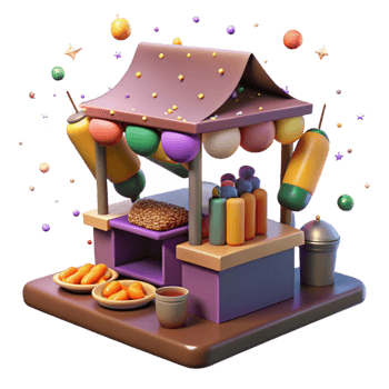 beautiful artistic Community Festival Food Stalls Cutout with Vibrant Colors exclusive png