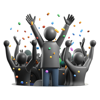 dramatic abstract Concert Crowd Silhouette Isolated with Raised Hands premium png