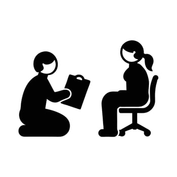 Psychologist And Patient Icon Black Silhouette Consultation Therapy Session Illustration vector