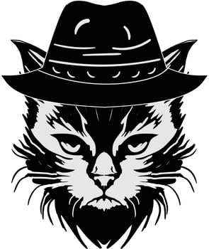 Cool Cat in Fedora Hat with Bold Facial Expression vector