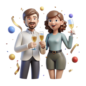 dramatic abstract Couple Holding Champagne Glasses Toasting Cutout exclusive png