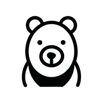 Simple Line Art Illustration Of A Bear Head Icon Isolated On White vector