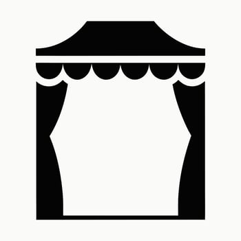 Simple Black And White Stage Icon Design With Curtains And Tent Frame vector