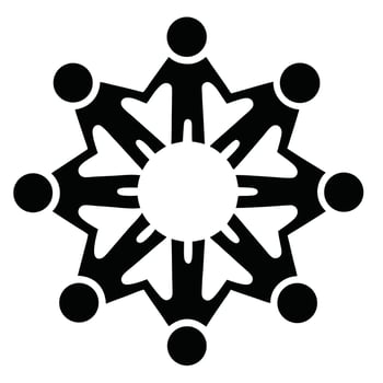 People Holding Hands Circle Together Teamwork Community Connection Solidarity Icon vector