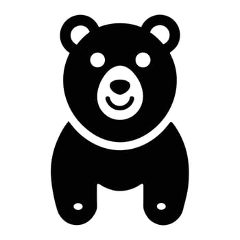 Cute Black Bear Icon Design Isolated On White Background Animal Graphic vector