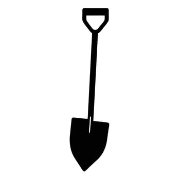 Silhouette Illustration Of A Gardening Shovel Isolated On A White Background vector