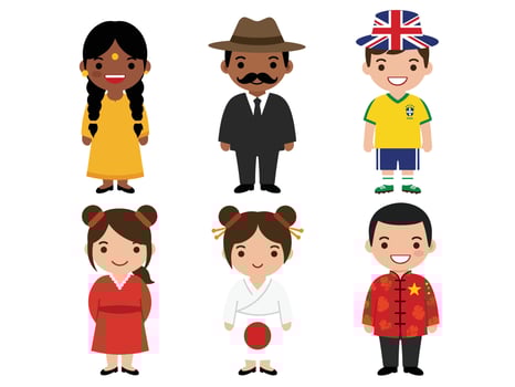 A set of people in different national costumes vector