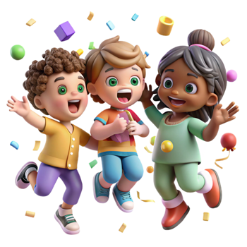 beautiful artistic Diverse Children Playing Together Isolated original png